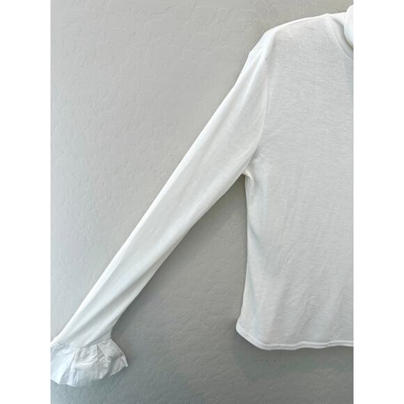 ASTR | White Ruffle Cuff Mock Neck Long Sleeve Top NWT | Size Medium - Picture 3 of 7